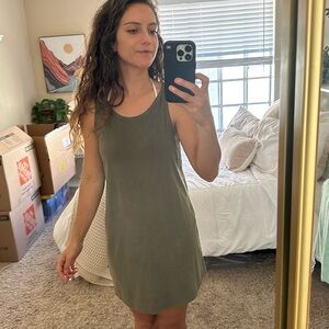 Green suede shift dress or coverup open back